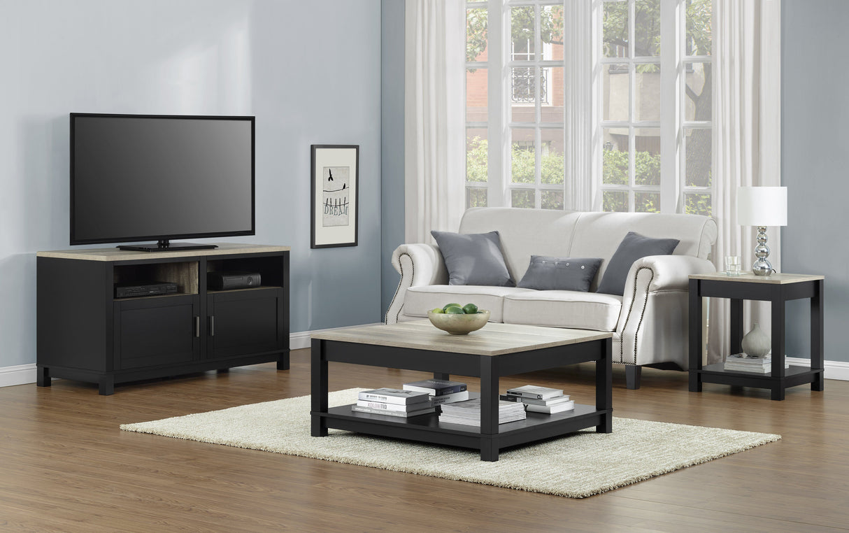 Dorel Home Carver Range End Table in Weathered Oak and Black