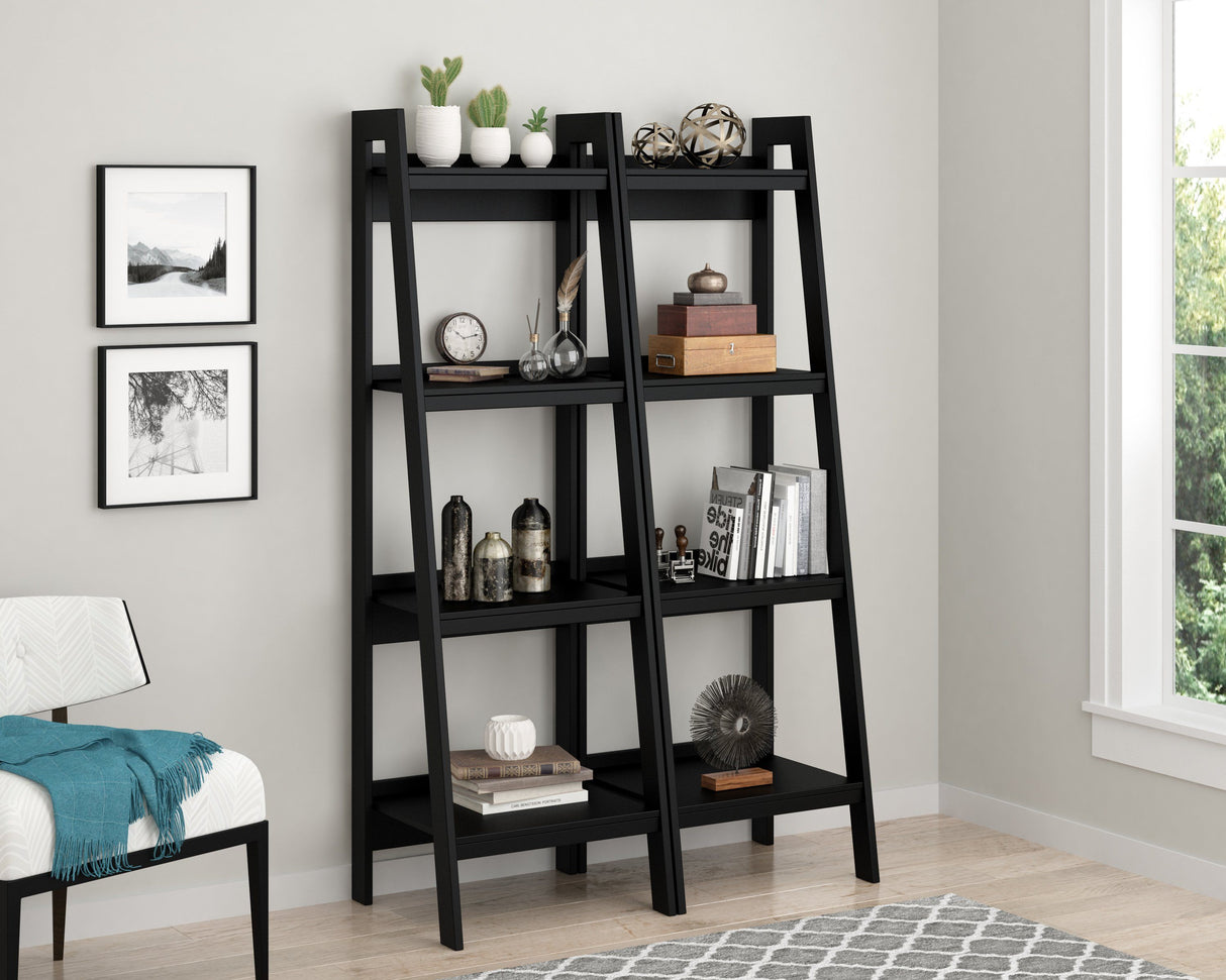 Dorel Home Lawrence Range 4 Shelf Ladder Bookshelf in Black