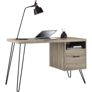 Dorel Home Landon Range Retro Desk in Distressed Grey Oak