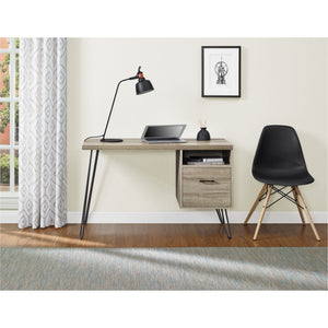 Dorel Home Landon Range Retro Desk in Distressed Grey Oak