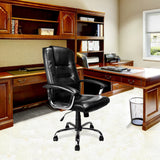 Nautilus Designs Westminster High Back Leather Faced Executive Armchair with Integral Headrest and Chrome Base - Black