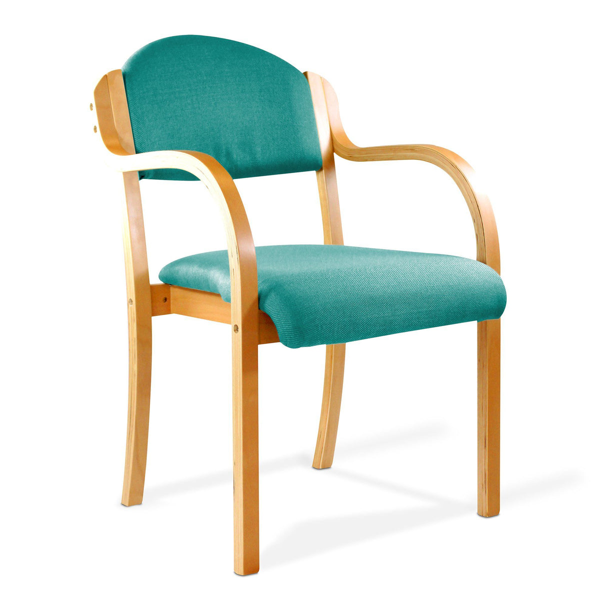 Nautilus Designs Tahara Beech Framed Stackable Side Armchair with Upholstered and Padded Seat and Backrest - Aqua