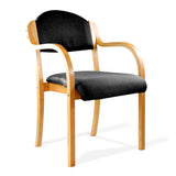 Nautilus Designs Tahara Beech Framed Stackable Side Armchair with Upholstered and Padded Seat and Backrest - Black