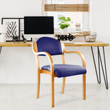 Nautilus Designs Tahara Beech Framed Stackable Side Armchair with Upholstered and Padded Seat and Backrest - Blue