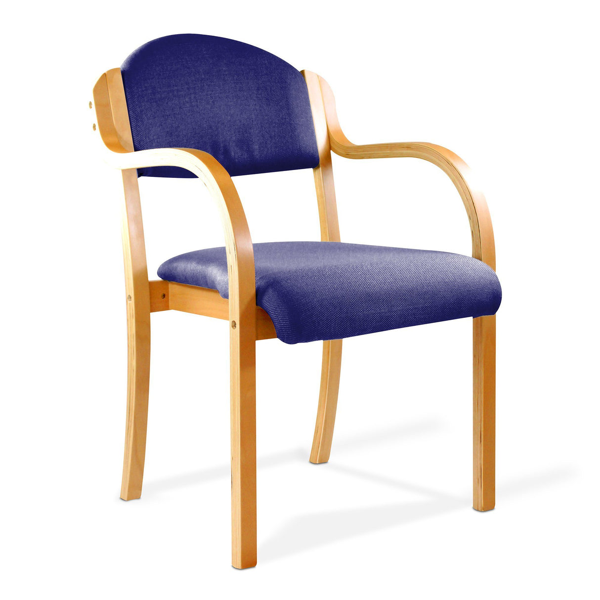 Nautilus Designs Tahara Beech Framed Stackable Side Armchair with Upholstered and Padded Seat and Backrest - Blue