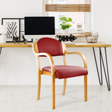 Nautilus Designs Tahara Beech Framed Stackable Side Armchair with Upholstered and Padded Seat and Backrest - Wine
