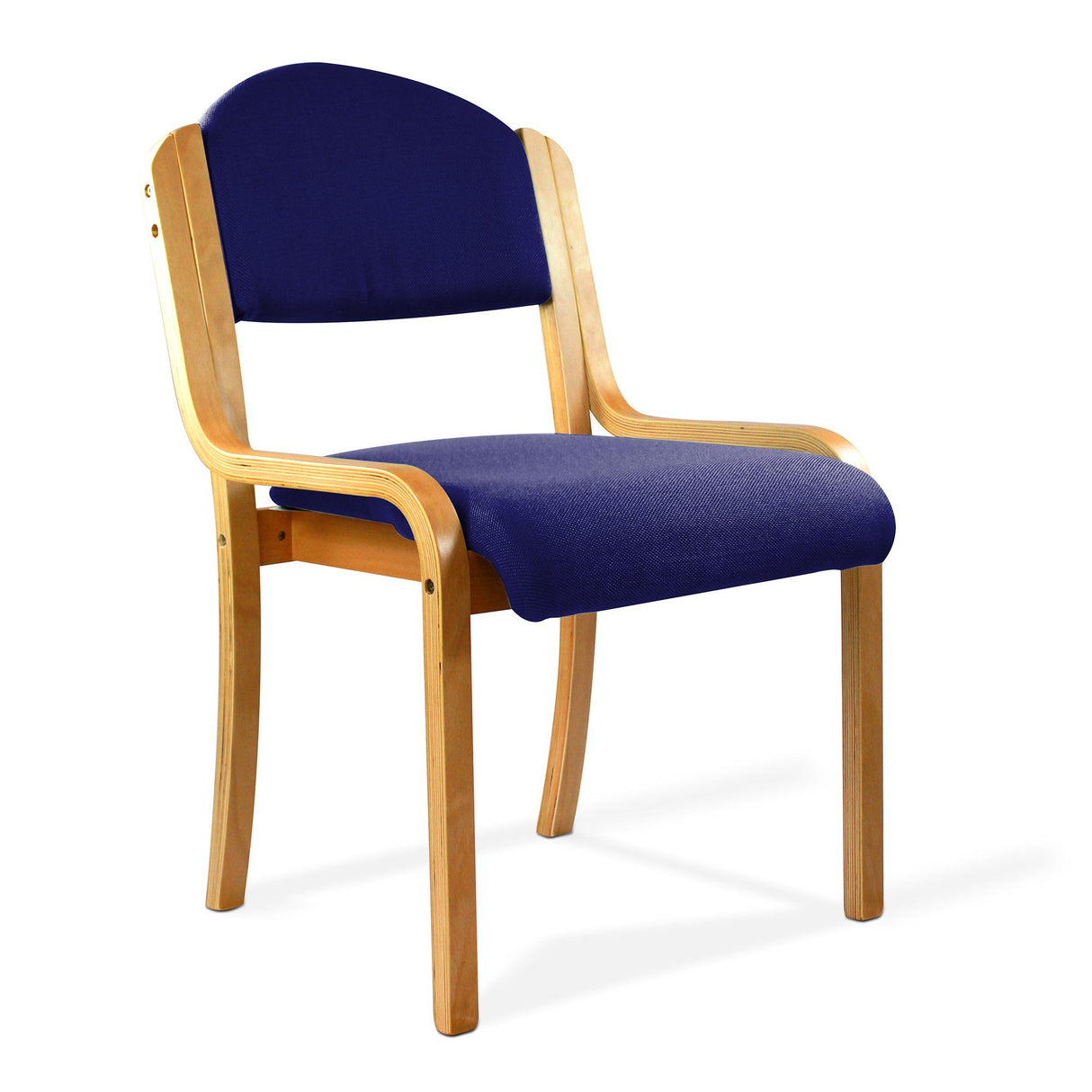 Nautilus Designs Tahara Beech Framed Stackable Side Chair with Upholstered and Padded Seat and Backrest - Blue