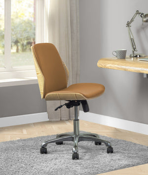 Jual Curve PC211 Office Chair in Oak and Tan Faux Leather