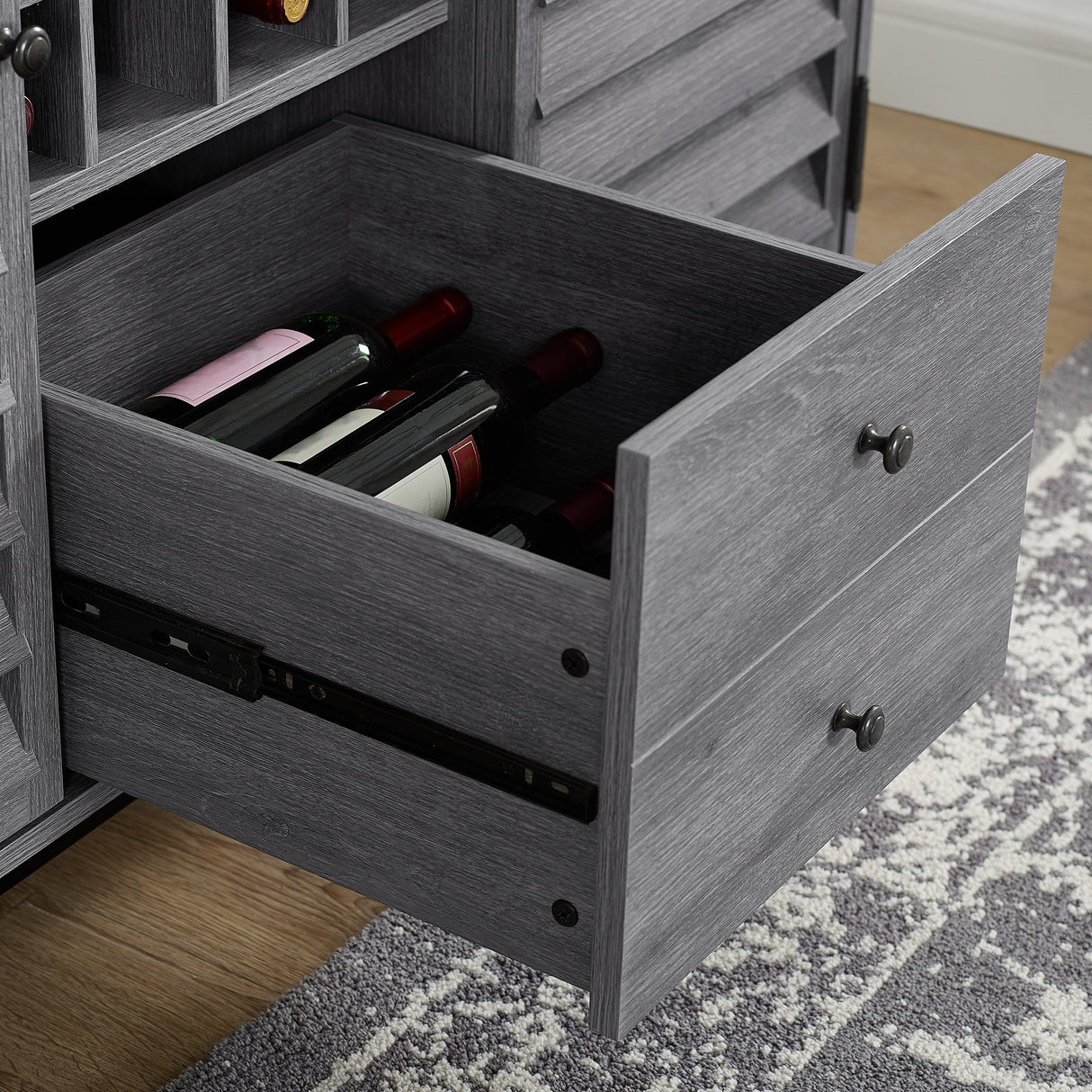 Dorel Home Vaughn Range Wine Cabinet in Grey Oak