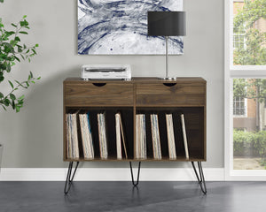Dorel Home Concord Turntable Stand with Drawers in Walnut