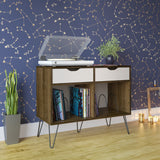 Dorel Home Concord Turntable Stand with Drawers in Brown Oak