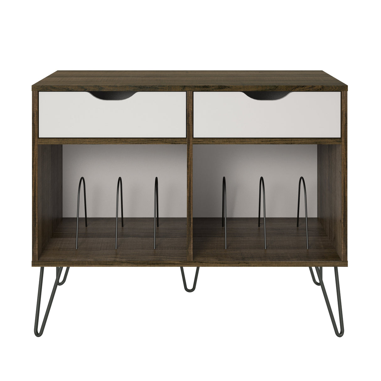 Dorel Home Concord Turntable Stand with Drawers in Brown Oak