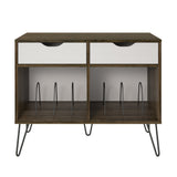 Dorel Home Concord Turntable Stand with Drawers in Brown Oak