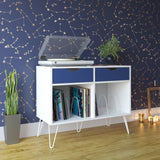 Dorel Home Concord Turntable Stand with Drawers in White and Blue