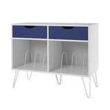 Dorel Home Concord Turntable Stand with Drawers in White and Blue