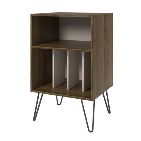 Dorel Home Harmony Range Turntable Stand in Brown Oak and White