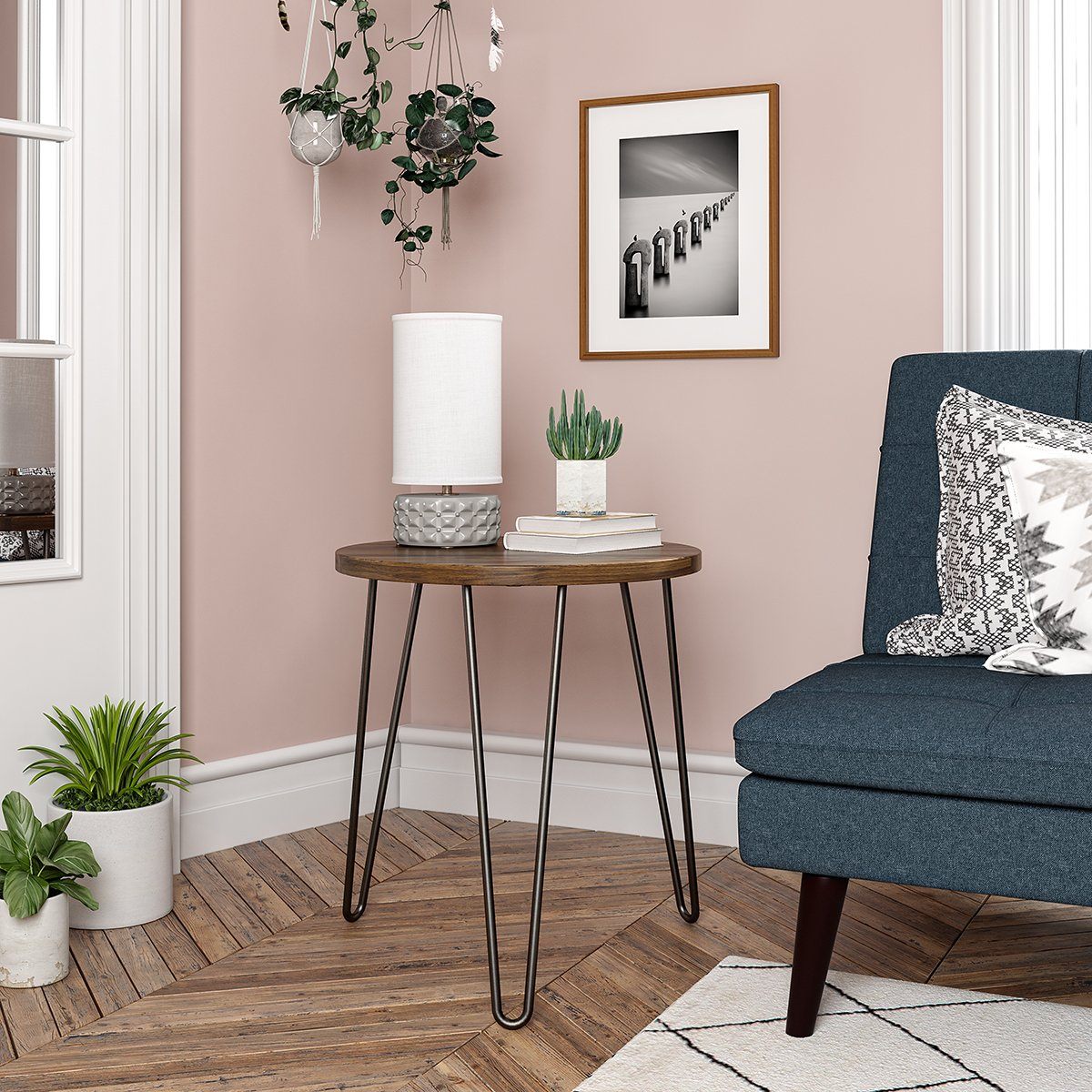 Dorel Home Owen Range Round End Table in Walnut