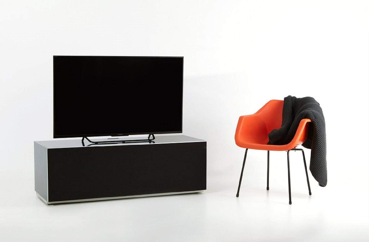 Optimum Project 1300F Enclosed Gloss Black TV Cabinet with Fabric Front