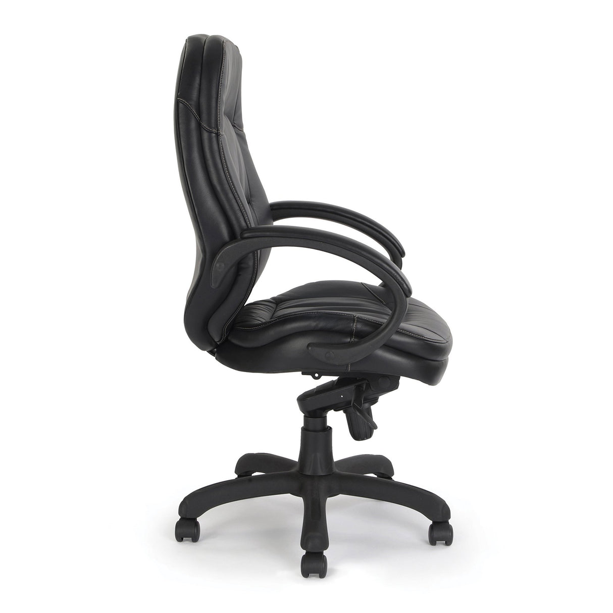 Nautilus Designs Brighton Luxurious Leather Faced Executive Armchair with Padded, Upholstered Armpads and Pronounced Lumbar Support - Black