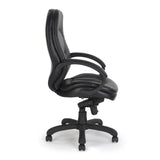 Nautilus Designs Brighton Luxurious Leather Faced Executive Armchair with Padded, Upholstered Armpads and Pronounced Lumbar Support - Black