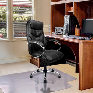 Nautilus Designs Sandown High Back Luxurious Leather Faced Synchronous Executive Armchair with Integral headrest and Chrome Base - Black
