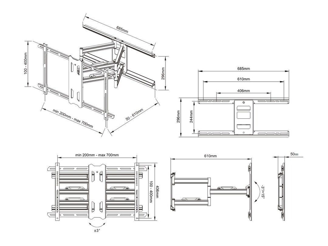 Multibrackets M VESA Dual Flexarm Outdoor TV Bracket