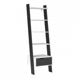 Furniture To Go Oslo Leaning Bookcase in White and Black (7047538549GM)