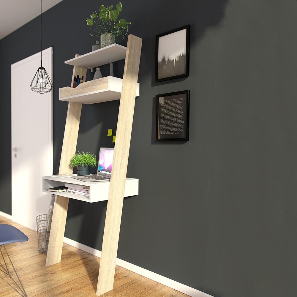 Furniture To Go Oslo Leaning Desk in White and Oak (7047538949AK)