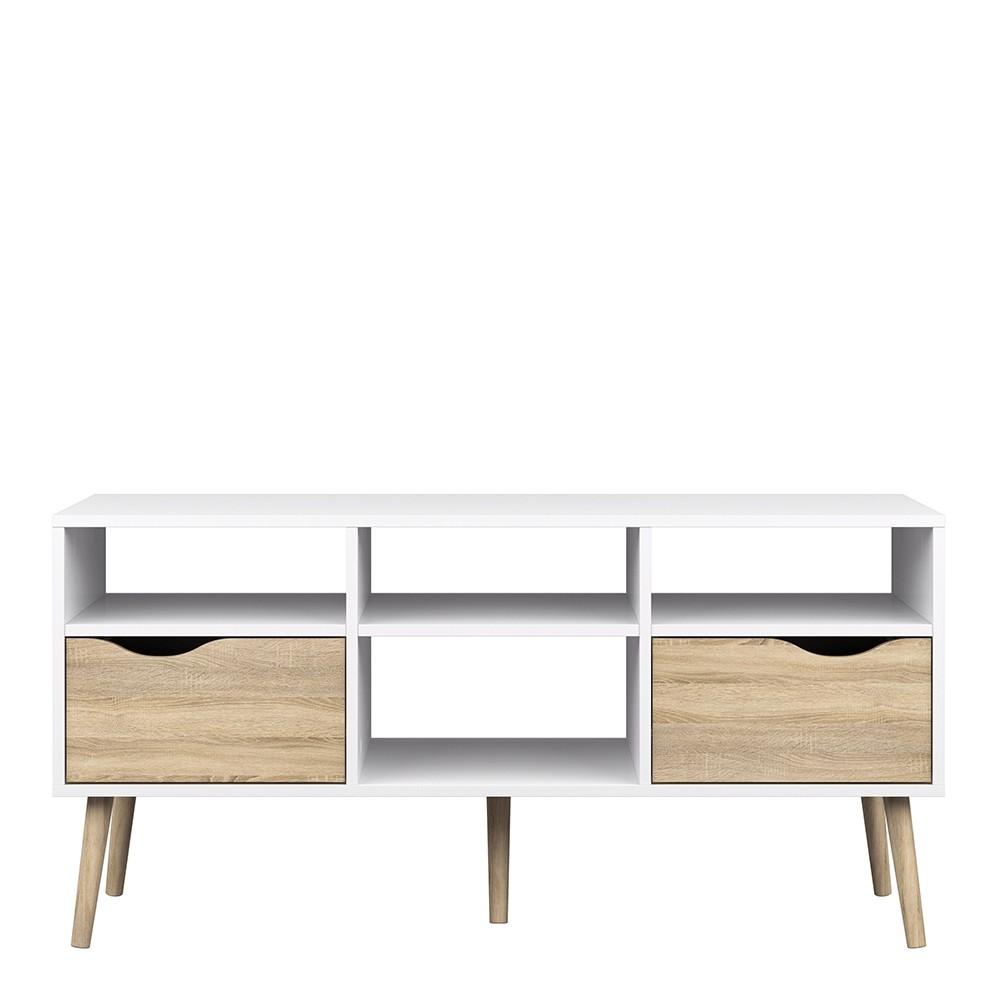 Furniture To Go Oslo Wide TV Stand in White and Oak (7047539149AK)