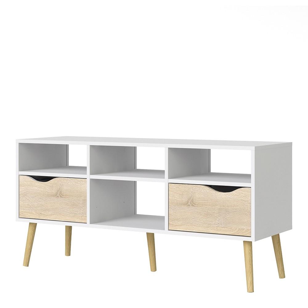 Furniture To Go Oslo Wide TV Stand in White and Oak (7047539149AK)