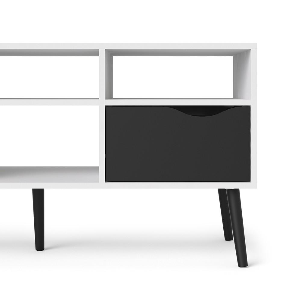 Furniture To Go Oslo Wide TV Stand in White and Black (7047539149GM)