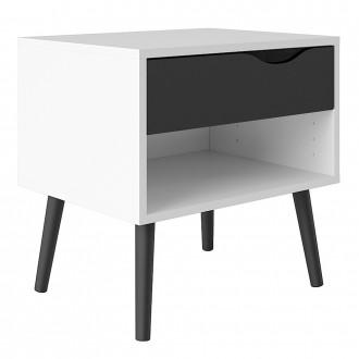 Furniture To Go Oslo Bedside Cabinet in White and Black (7047539449GM)