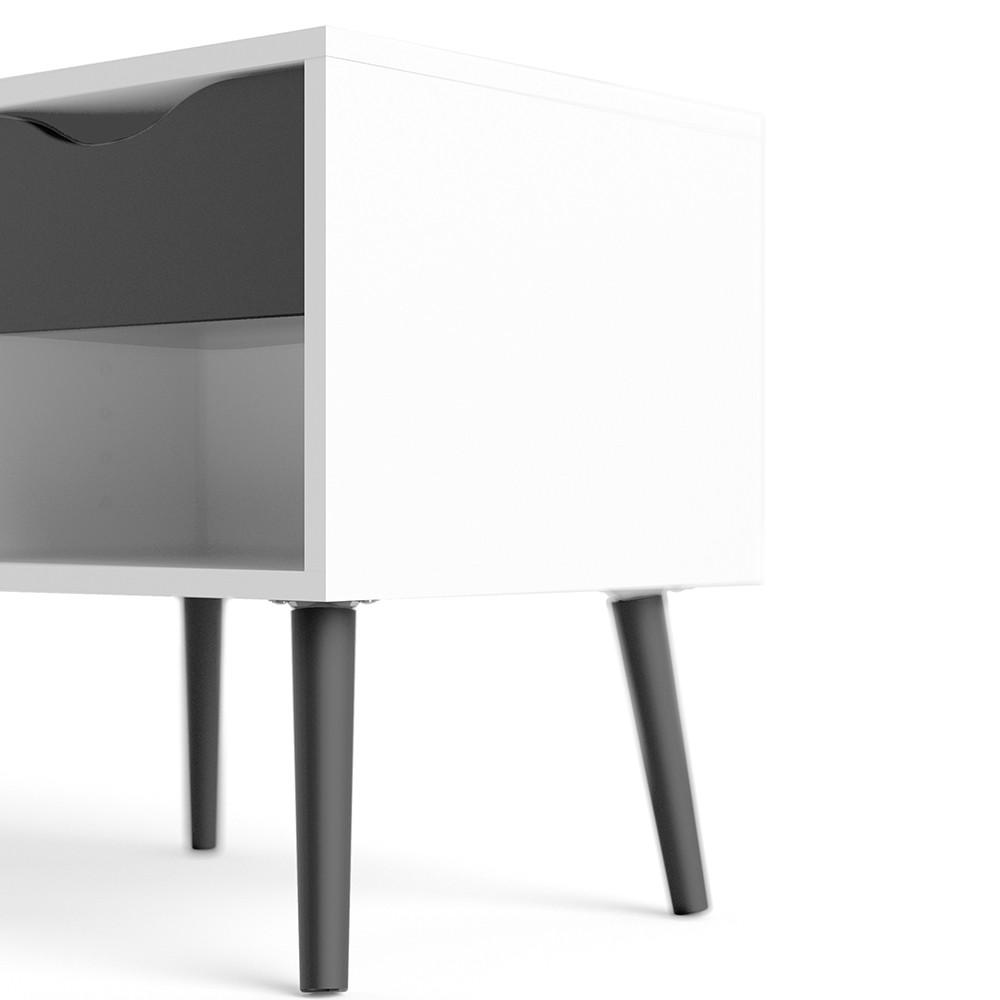 Furniture To Go Oslo Bedside Cabinet in White and Black (7047539449GM)