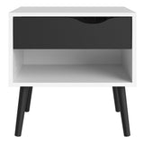 Furniture To Go Oslo Bedside Cabinet in White and Black (7047539449GM)
