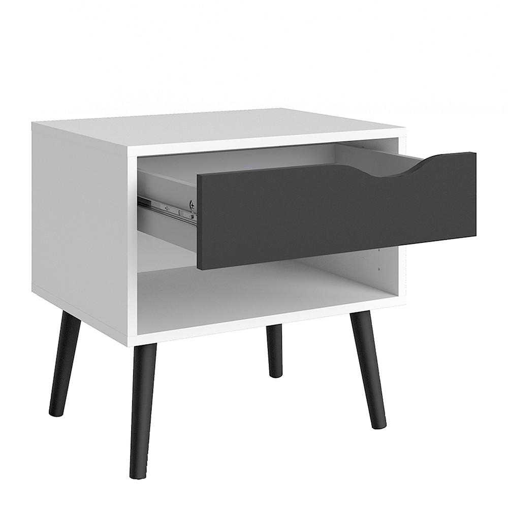 Furniture To Go Oslo Bedside Cabinet in White and Black (7047539449GM)
