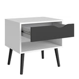 Furniture To Go Oslo Bedside Cabinet in White and Black (7047539449GM)