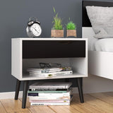 Furniture To Go Oslo Bedside Cabinet in White and Black (7047539449GM)