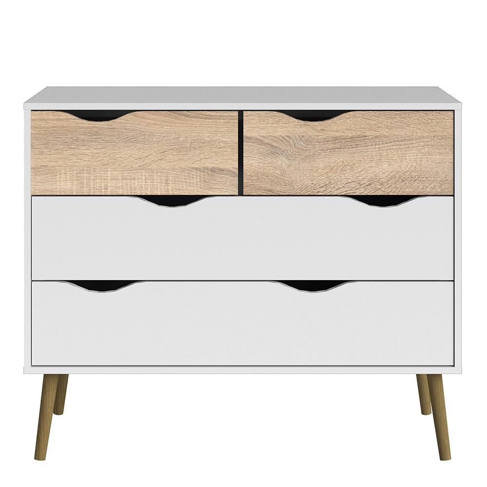 Furniture To Go Oslo 4-Drawer Chest in White and Oak (7047539549AK)