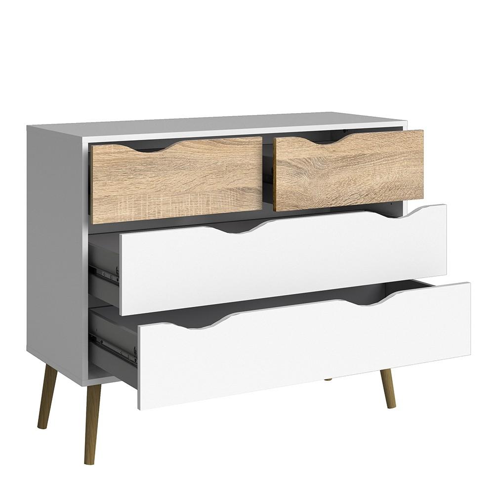 Furniture To Go Oslo 4-Drawer Chest in White and Oak (7047539549AK)