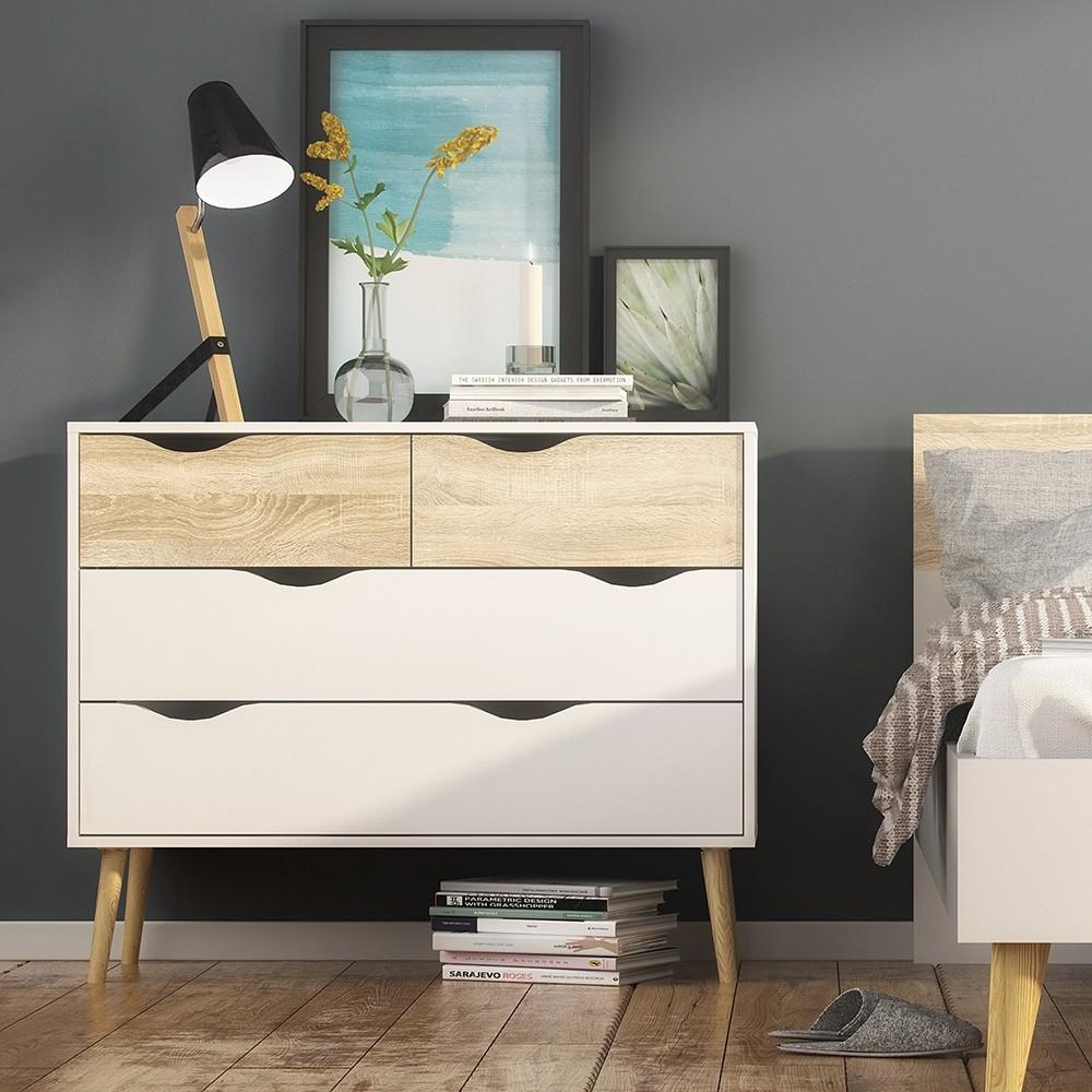 Furniture To Go Oslo 4-Drawer Chest in White and Oak (7047539549AK)