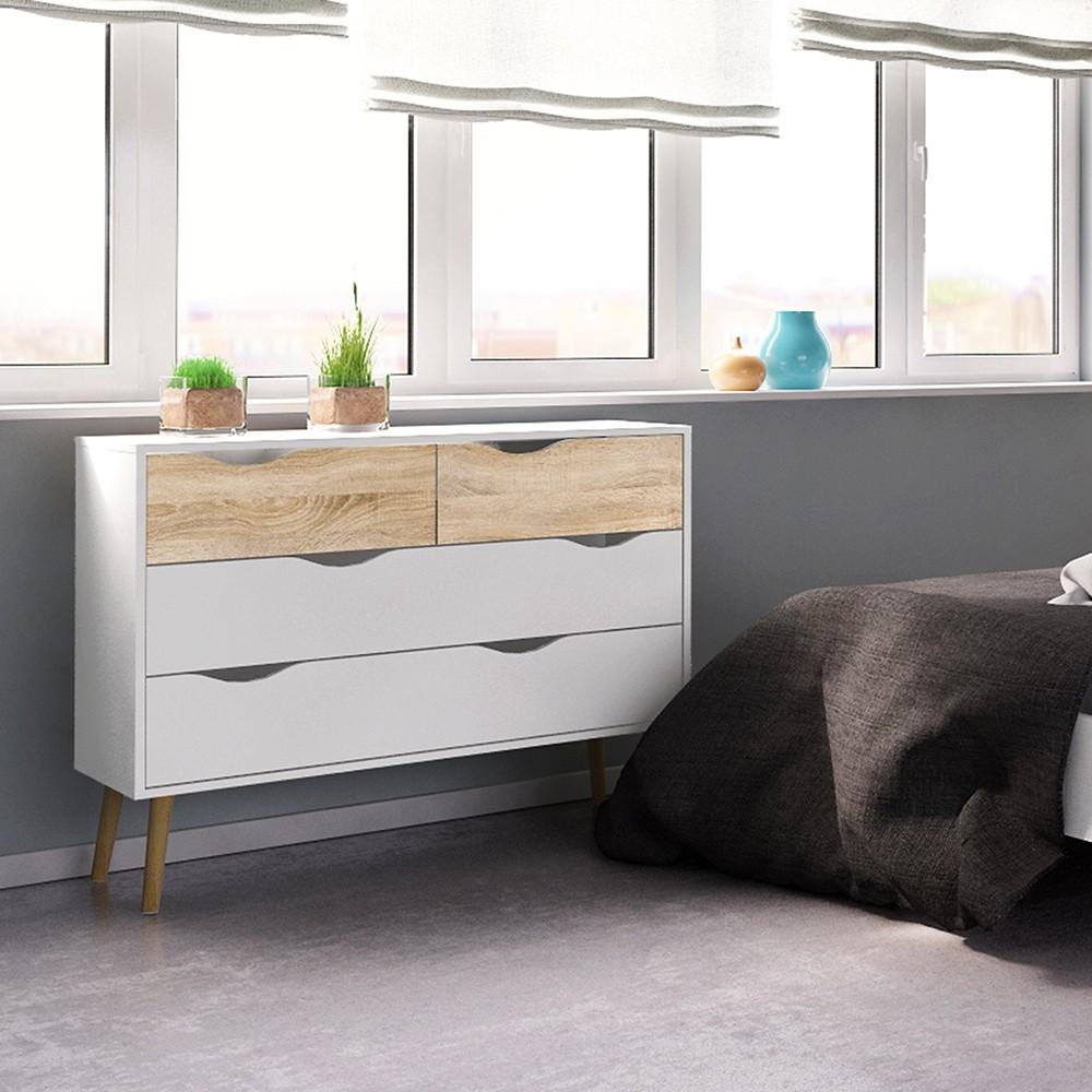 Furniture To Go Oslo 4-Drawer Chest in White and Oak (7047539549AK)