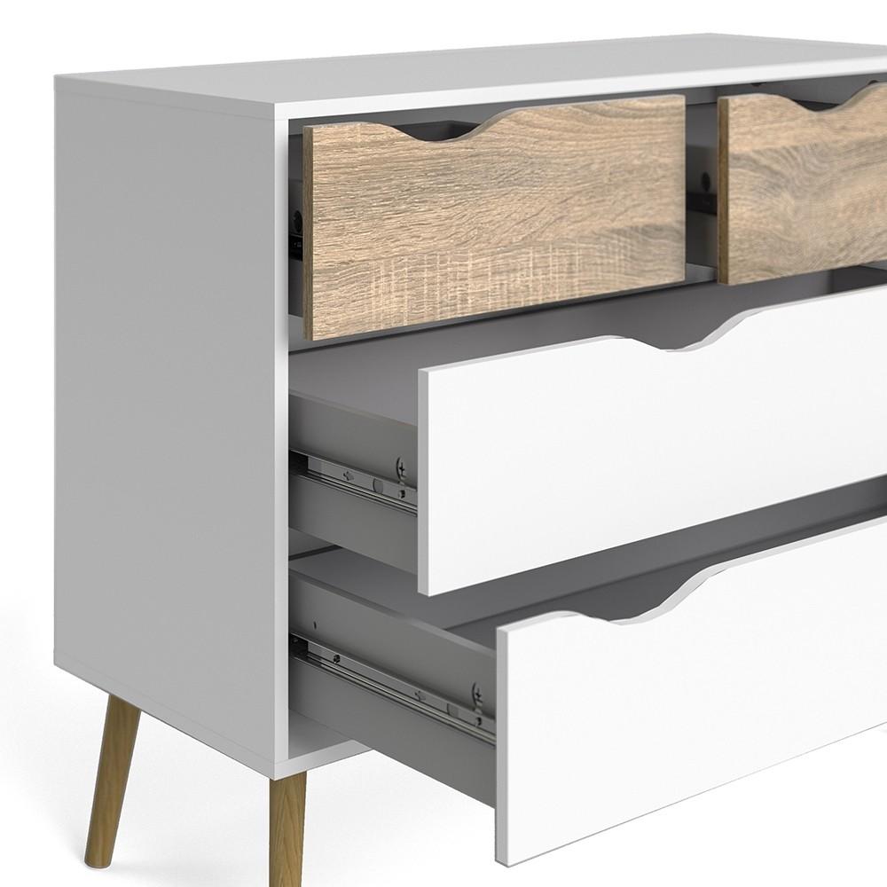 Furniture To Go Oslo 4-Drawer Chest in White and Oak (7047539549AK)