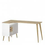 Furniture To Go Oslo Desk with Return in White and Oak (7047545049AK)