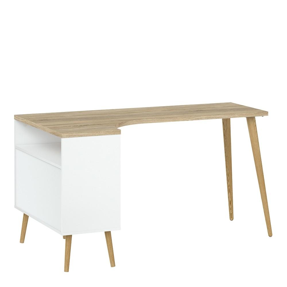 Furniture To Go Oslo Desk with Return in White and Oak (7047545049AK)