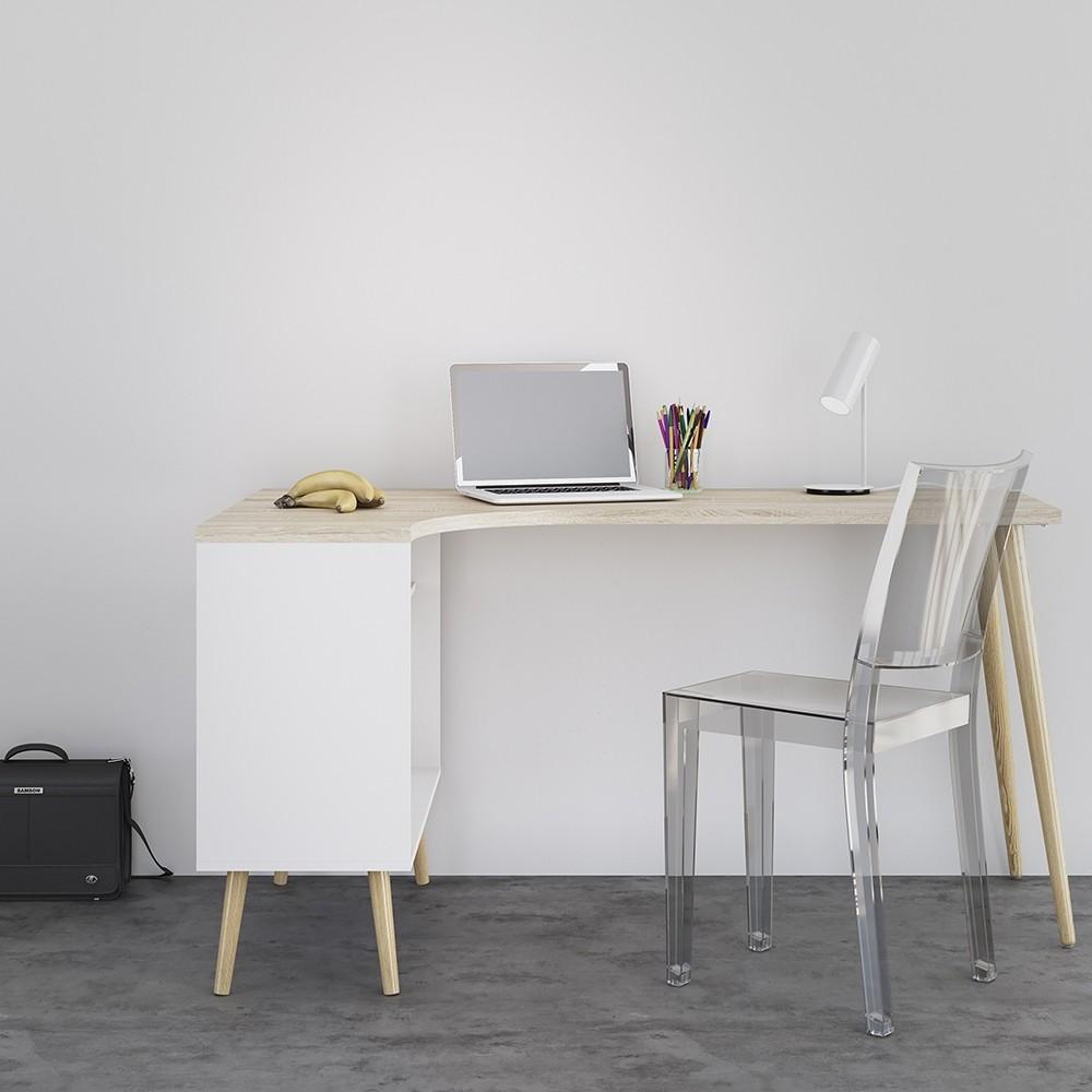 Furniture To Go Oslo Desk with Return in White and Oak (7047545049AK)