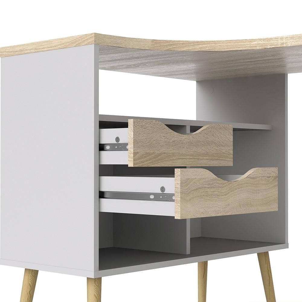 Furniture To Go Oslo Desk with Return in White and Oak (7047545049AK)