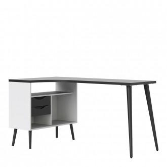 Furniture To Go Oslo Desk with Return in White and Black (7047545049GM)