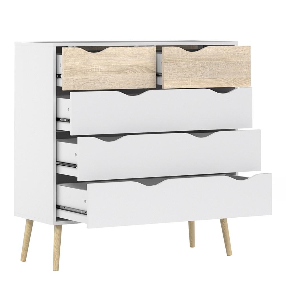 Furniture To Go Oslo 5-Drawer Chest in White and Oak (7047545649AK)