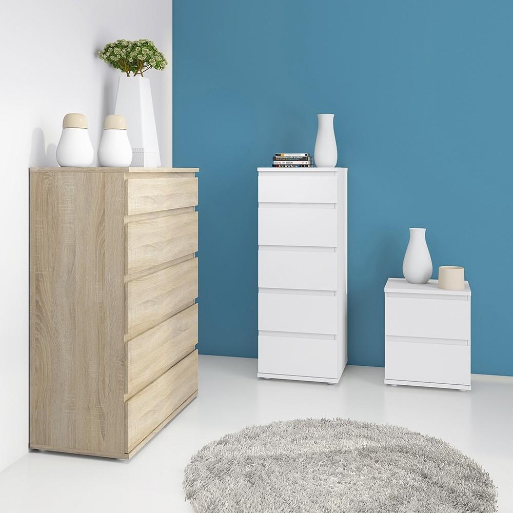 Furniture To Go Nova 5 Drawer Narrow Chest in White (7097109649)