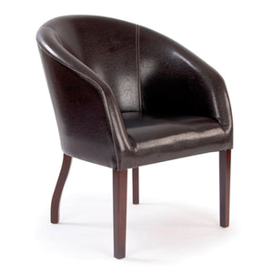 Nautilus Designs Metro  Modern Curved Armchair Upholstered in a Durable Leather Effect Finish - Brown